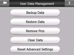 Here you have options to save, restore or reset the database or parts of it. 5.