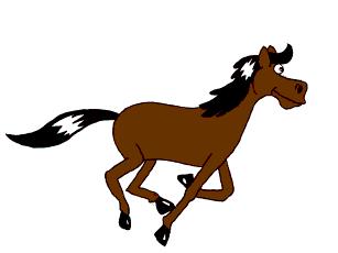 Secondary action: as the horse runs, its mane and tail follow the movement of the body.