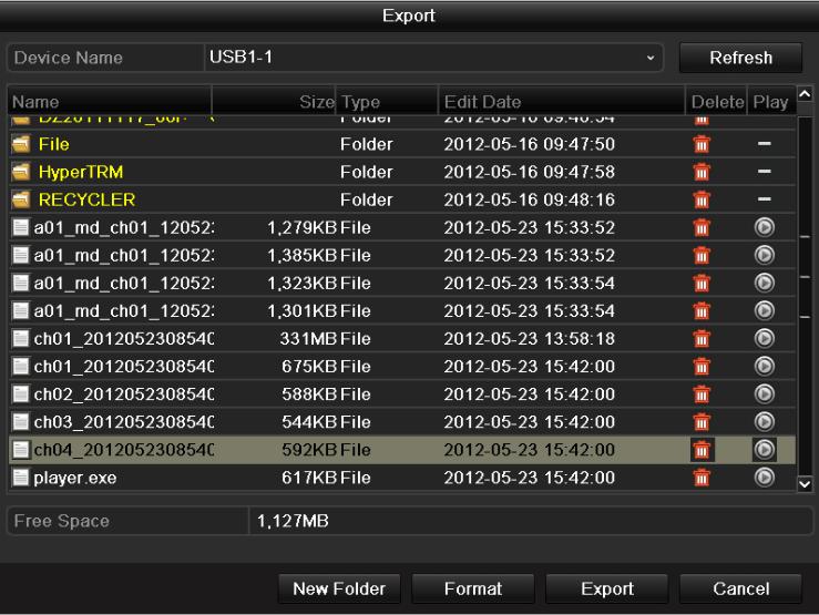 Figure 7.20 Export Video Clips Using USB Flash Drive finished. Stay in the Exporting interface until all record files are exported with pop-up message Export Figure 7.