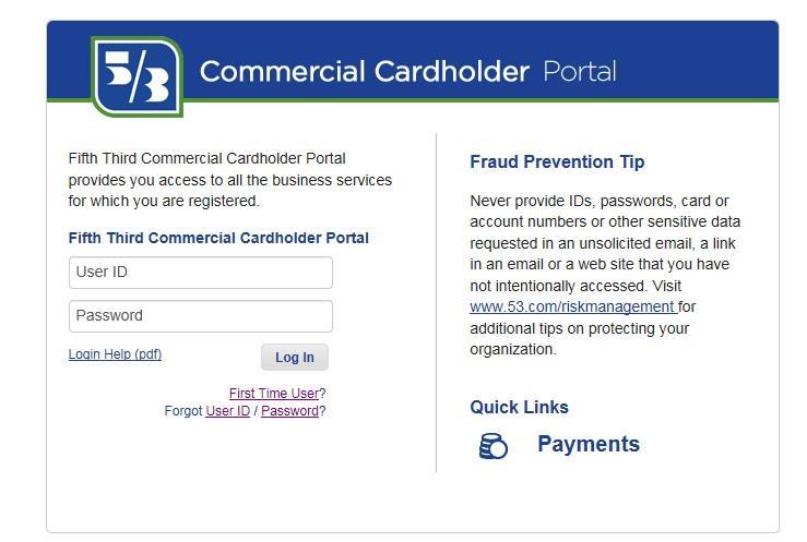 New User Registration In order to access the CHP for the first time, you must be a valid cardholder of a Fifth Third Commercial card, and have the following information: 1. 16-digit account number 2.