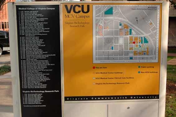 Section 4 > Exterior signage > Directional H Campus Building Locator Designates campus buildings. Includes a drawing and legend containing building name, address and code number.