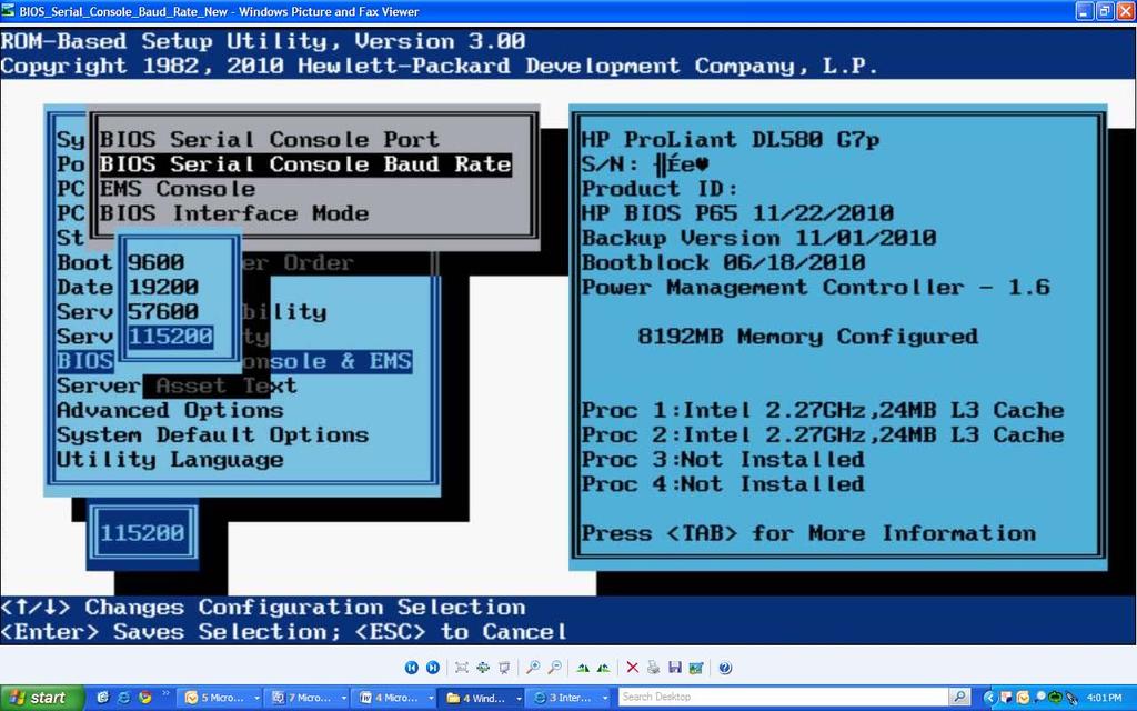8. Highlight the BIOS Serial Console Baud Rate option (Figure 8), and then press the Enter key.