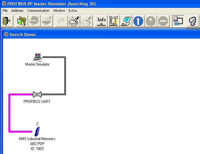 Automatic configuration: 1- Run the Profibus-DP Master simulator 2- Click on the Communication Settings button, set the Current Master Address to 1 and the COM port with the serial port number