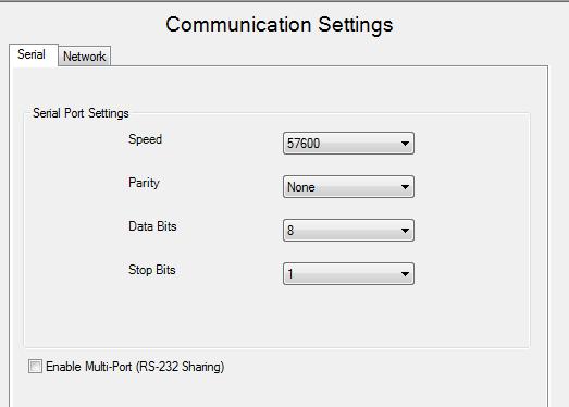 3- Go to the communication settings and set the settings as