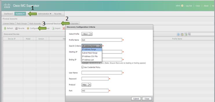 c. In the Discovery Configuration Criteria dialog box you can either create a new