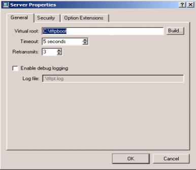 Slika 14 - TFTP Turbo (Server Properties) U polju Virtual root upisuje se staza do direktorija koji će se koristiti kao