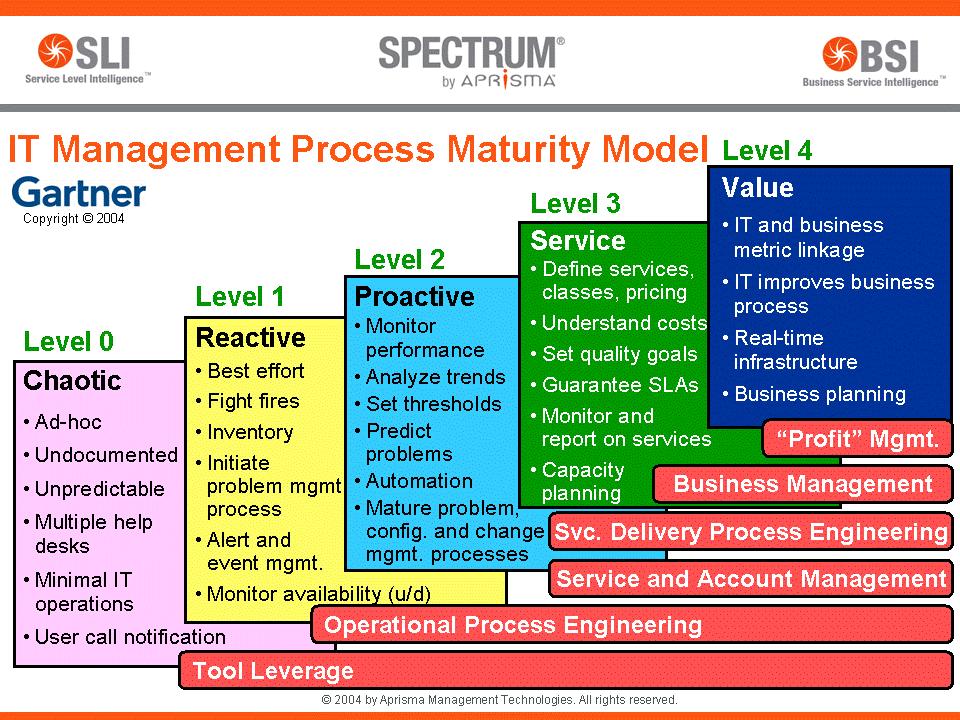 Business Service Management Overview What leading analyst firms are saying Figure 1 illustrates Gartner Inc. s IT Management Process Maturity Model.