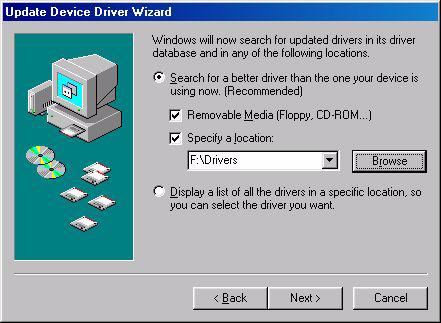 7. Choose Display a list of all the drivers in a specific