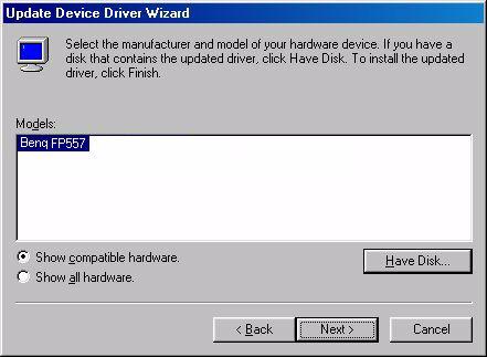 The dialogue box Update Device Driver