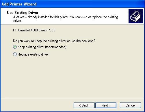If you see the following screen then you already have a compatible printer driver installed.