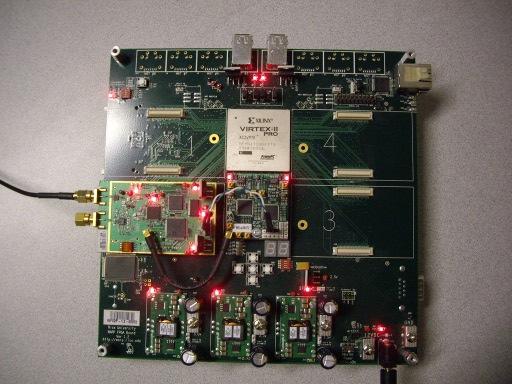 44 (a) WARP board. (b) WARP node in operation. Figure 3.6 : Wireless testbed components.