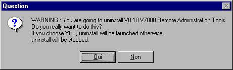 Uninstalling the software 5. Uninstall of V7000 server The uninstall process is identical for a complete and correction versions.