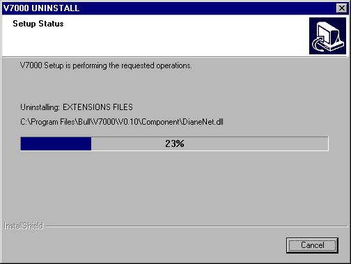 Uninstalling the software Figure 5-5 V7000 Uninstall Status Window: Uninstalling Files When the last existing