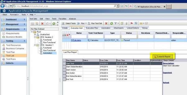 Step 26 : In Test Lab QTP report is loaded automatically.