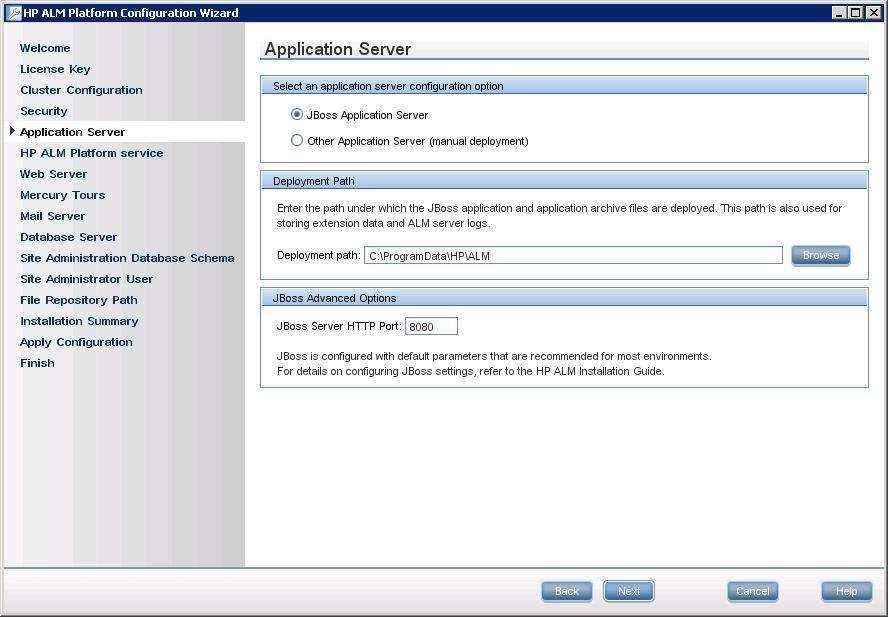 default values. Step 8 : HP ALM Platform Service tab opens.