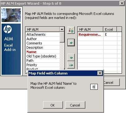Step 13 : Select the HP ALM field and click the Arrow button. Map Field with Column Dialog opens.