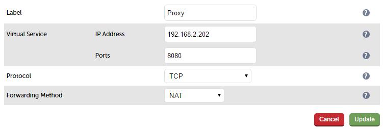 Option 1 Explicit Proxy Mode (Recommended) 3. Click Add Floating IP Create the Virtual Service (VIP) 1. Using the WebUI, navigate to: Cluster Configuration > Layer 4 Virtual Services 2.