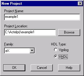 Step 1 Creating A Libero IDE Project 1. Start Libero by double-clicking on the Actel Libero IDE icon. 2. From the File menu click New. The New Project dialog box appears, as shown in Figure 2.