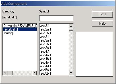 2. From ViewDraw, choose Add from the Component menu. The Add Component dialog box appears as in Figure 4. Figure 4. ViewDraw s Add Component dialog box 3. For basic cell, click on actelcells.