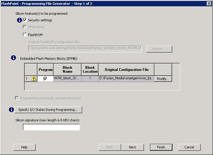 Figure 61 Importing the EFC File with JTAG Protection 4. Click Next to open the Security Settings dialog box. Notice that the Enable EFMB client JTAG protection box is checked.