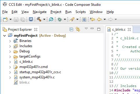 Select debug icon The windows will change to CCS Debug mode This downloads the program onto