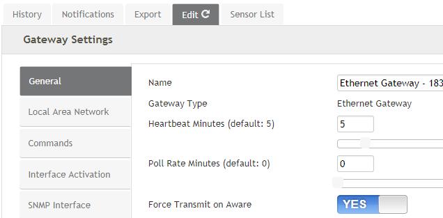 The force transmit on Aware box tells the gateway to deliver immediately the messages marked as Aware from the sensors.