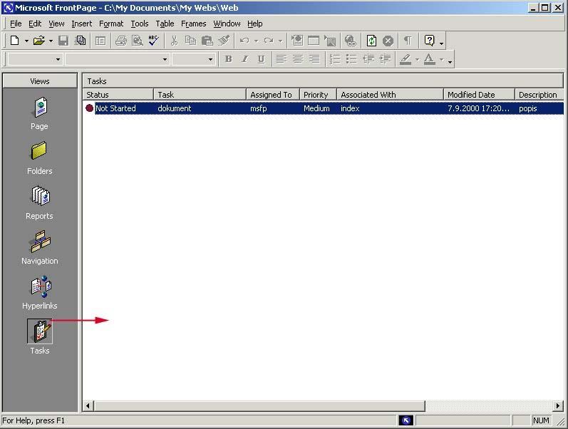 Microsoft FrontPage opis interfejsa, osnove rada s programom Linija