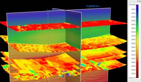create an accurate earth model. The 3D Canvas window provides a comprehensive visualization and interpretation system to analyze, QC and edit the automated RMO picked data.