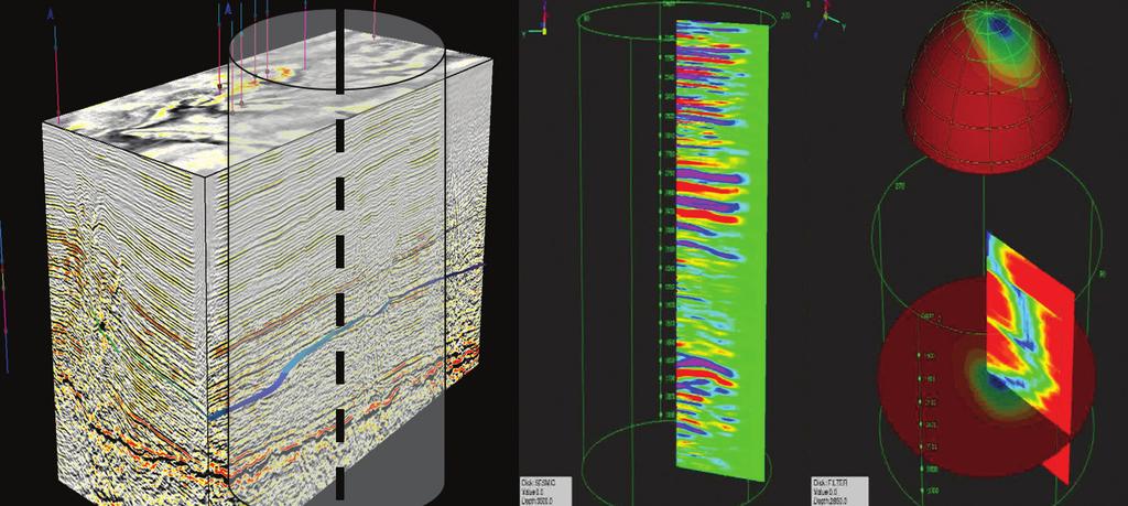 GeoDepth 5 Reflection and directional angle gathers in EarthStudy 360 at a given location along the depth model Integration with the Echos Seismic Processing System GeoDepth shares a file system,