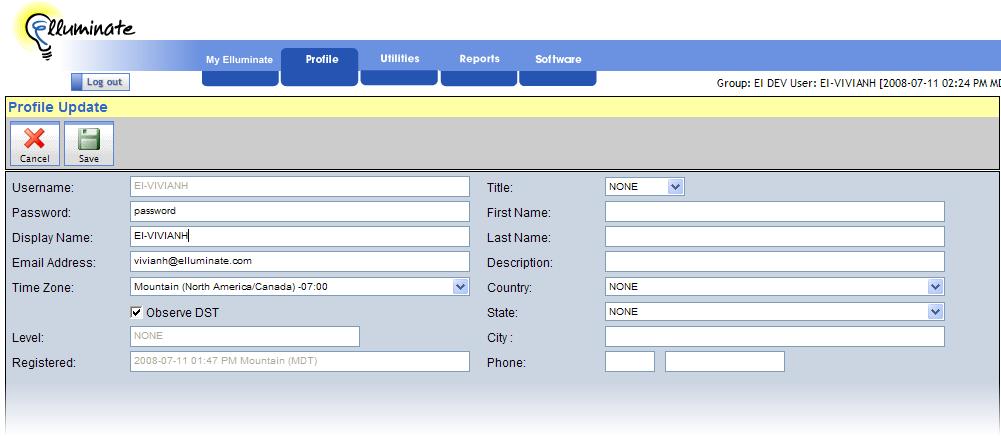 Session Administration System version 4.x Profile utility M A S When you click on the Profile tab, the Profile Utility is launched.