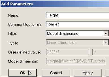 Parameters panel Add. In Add Parameters panel Name Height.