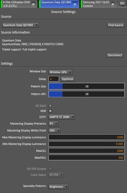 Figure 9. Source Settings tab for HDR10.
