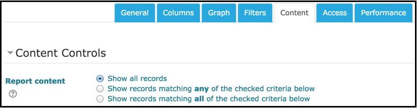 Show records matching any of the checked criteria - displays records that match any of the criteria set by the user (selected from a checklist on the same page) Show records matching all of the