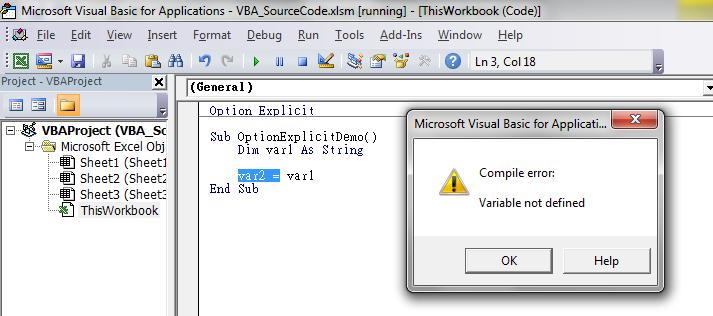 When Option Explicit is included in the program code, we have to declare all variables with the Dim keyword.