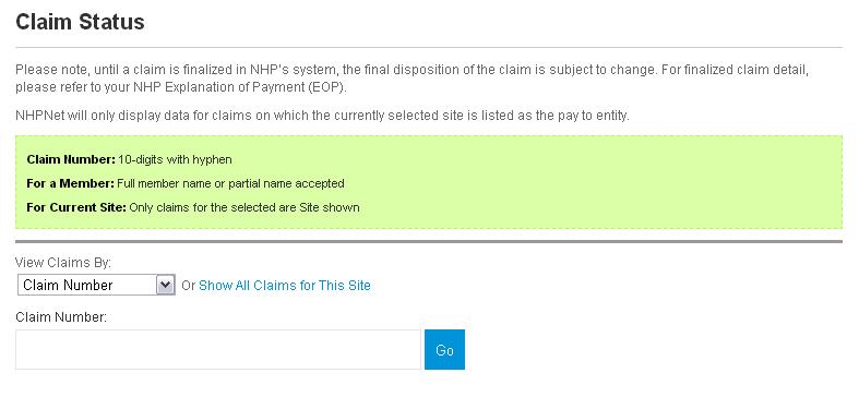 Additional Search Options To View a Claim by Claim Number 1.