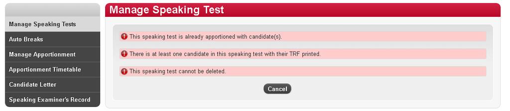 If the Test is already apportioned with candidates, then the session cannot be