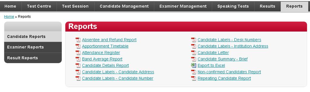 CANDIDATE REPORTS Under the following can be printed: Absentee and Refund Report Shows candidates which have been marked as AB and RF in the s section.