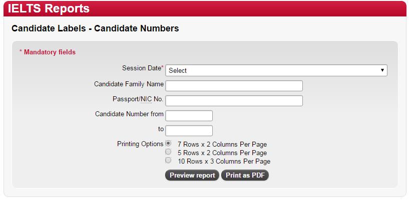 CANDIDATE LABELS CANDIDATE NUMBER / DESK NUMBERS 1 To generate the Number Labels or Desk Number Labels, the process is the same, click on the Labels Number or Desk Number links under.