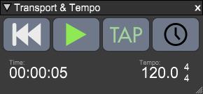 Tempo & Sync Setting the project tempo Some plugins can synchronize to a tempo value (BPM). To set the project tempo in LiveProfessor, go to the Transport & Tempo panel.