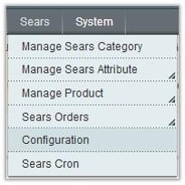 the Sears Configuration page of the Magento Admin panel. To set up the configuration settings in the Magento Admin panel 1. Go to the Magento Admin panel. 2.