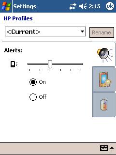 Using Programs Tap an icon on the right of the screen to open a new screen where you can change alerts volume, screen brightness, or how long the device will stay on before it turns off.