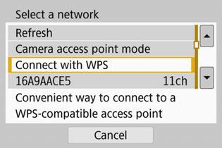 Establishing a Wi-Fi Connection with WPS (PIN Mode) 3 Select [Register a device for connection].