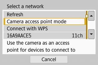 Connecting to a Detected Network Manually via Wi-Fi Send To Screen A screen to select a destination may be displayed depending on the Web service you select in [Wi-Fi function].