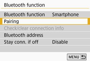 Connecting to a Bluetooth-compatible Smartphone via Wi-Fi 5 Select [Smartphone]. 6 Select [Pairing]. 7 Select [Do not display].