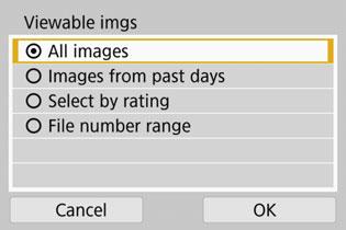 [Images from past days] Specify viewable images on the shooting-date basis. Images shot up to nine days ago can be specified.