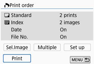 For the setting procedures, refer to Digital Print Order Format (DPOF) in the Camera Instruction Manual.