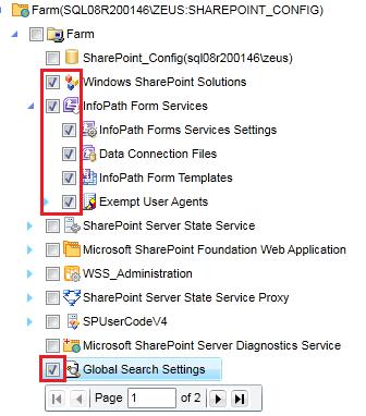 Restore Windows SharePoint Solutions, InfoPath Form Services and Global Search Settings 1.