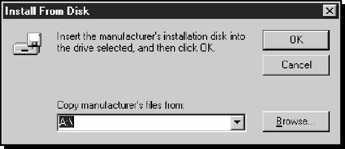Windows 95 Setup 2-9 5 Insert EtherDisk diskette 1 in drive A and click Have Disk. The Install from Disk screen appears, as shown in Figure 2-8.