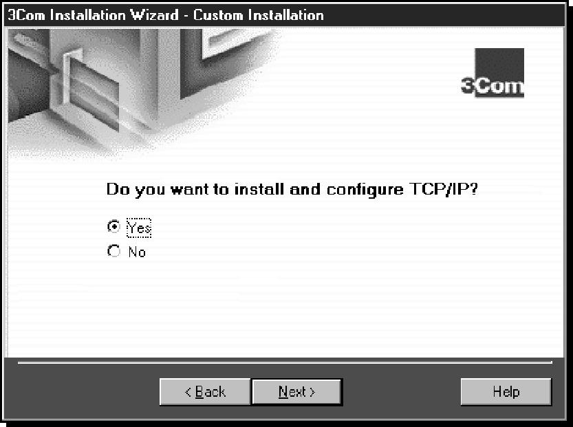 Installing TCP/IP Under Windows 95 3-5 Installing TCP/IP Under Windows 95 Installing and configuring TCP/IP is optional. If you want to access the Internet, you must install and configure TCP/IP.