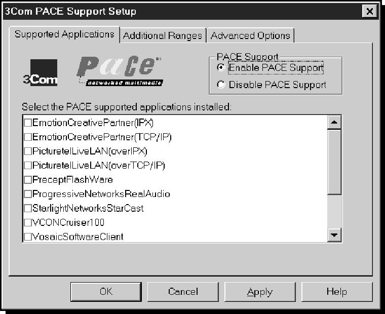3-12 CHAPTER 3: 3COM INSTALLATION WIZARD To Configure DynamicAccess Software Follow these steps if you want to configure DynamicAccess software: 1 Double-click the 3Com PACE Config icon shown in